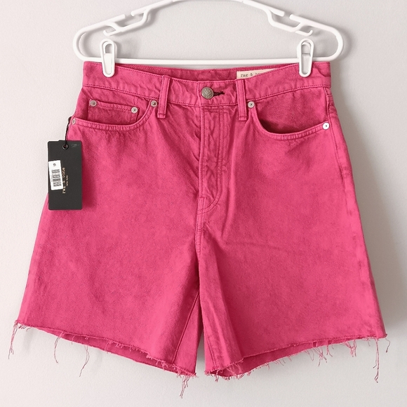 rag & bone Pants - Rag & Bone Maya Jean Short 6" High Rise Bright Fuchsia Organic Cotton Size 28